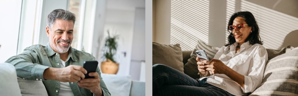 Two People Looking at Their Phones